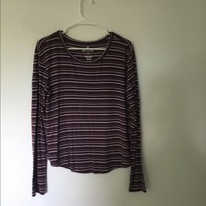 Striped Maroon Long Sleeve Tee